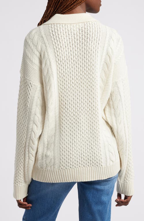 Shop Treasure & Bond Merino Wool & Cotton Cable Sweater In Ivory Dove