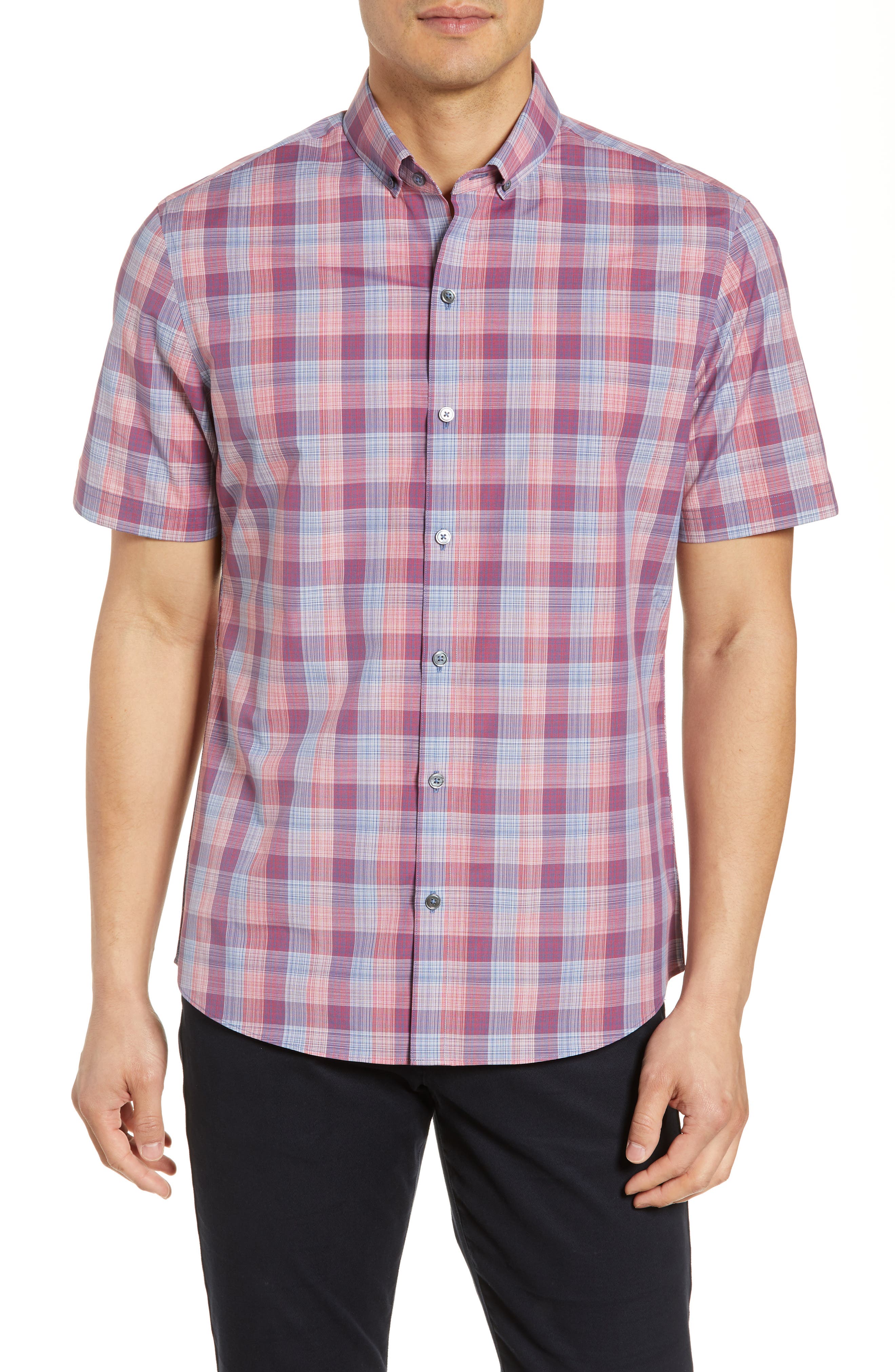 Zachary Prell Sutherland Regular Fit Plaid Sport Shirt, Red