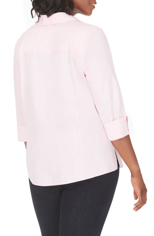 Foxcroft 'taylor' Three-quarter Sleeve Non-iron Cotton Shirt In Rose Quartz