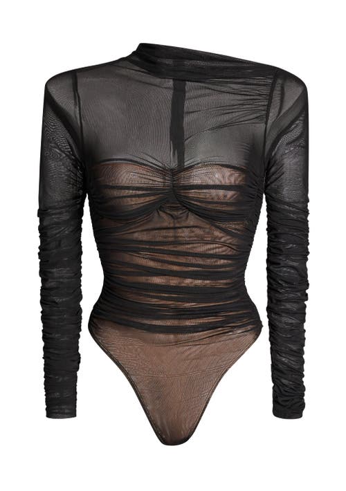 SER.O.YA SER.O.YA MILA RUCHED BODYSUIT WITH ASYMETRIC NECK 