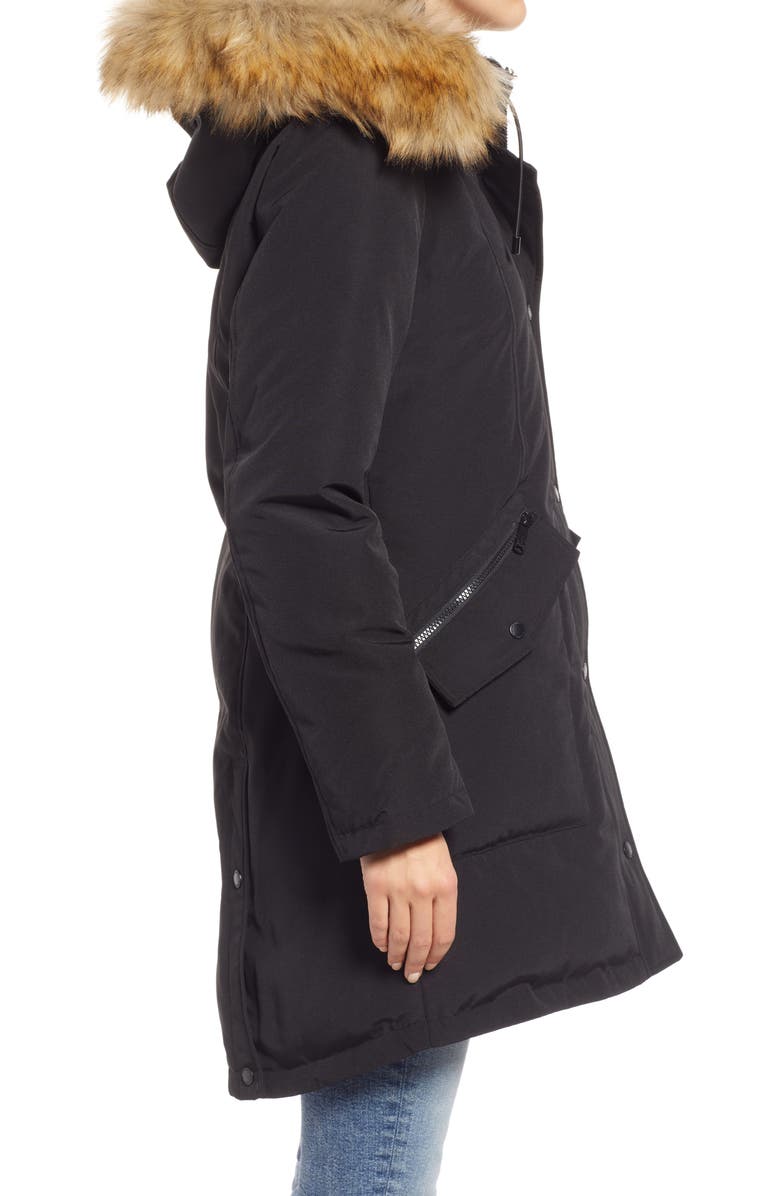 Sam Edelman Hooded Down & Feather Fill Parka with Faux Fur Trim | Nordstrom