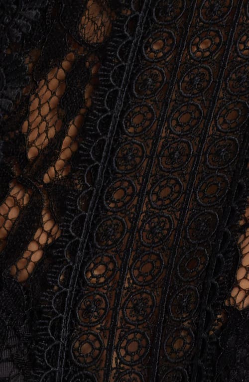 Bebe Lace Bodice Long Sleeve Jumpsuit In Black