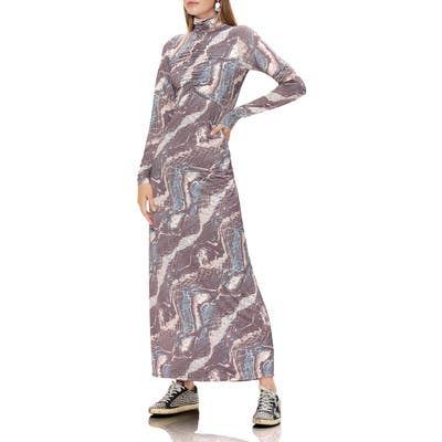 Afrm Blaine Long Sleeve Maxi Dress, Purple
