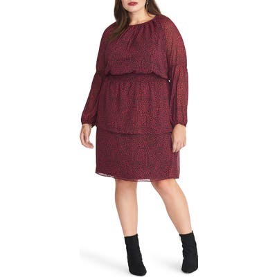 Plus Size Rachel Rachel Roy Lola Long Sleeve Ditsy Floral Blouson Dress, Black