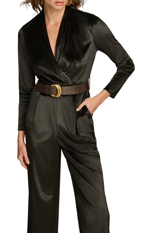 Shop Donna Karan New York Long Sleeve Velvet Jumpsuit In Black