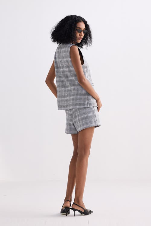 Reistor Cotton Tweed Shorts In Steel Breeze