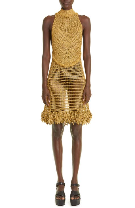 GUESS Teen Girls Ivory & Gold Knitted Dress