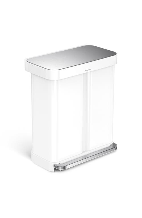 simplehuman 58L Dual Compartment Rectangular Step Trash Can in White Steel at Nordstrom