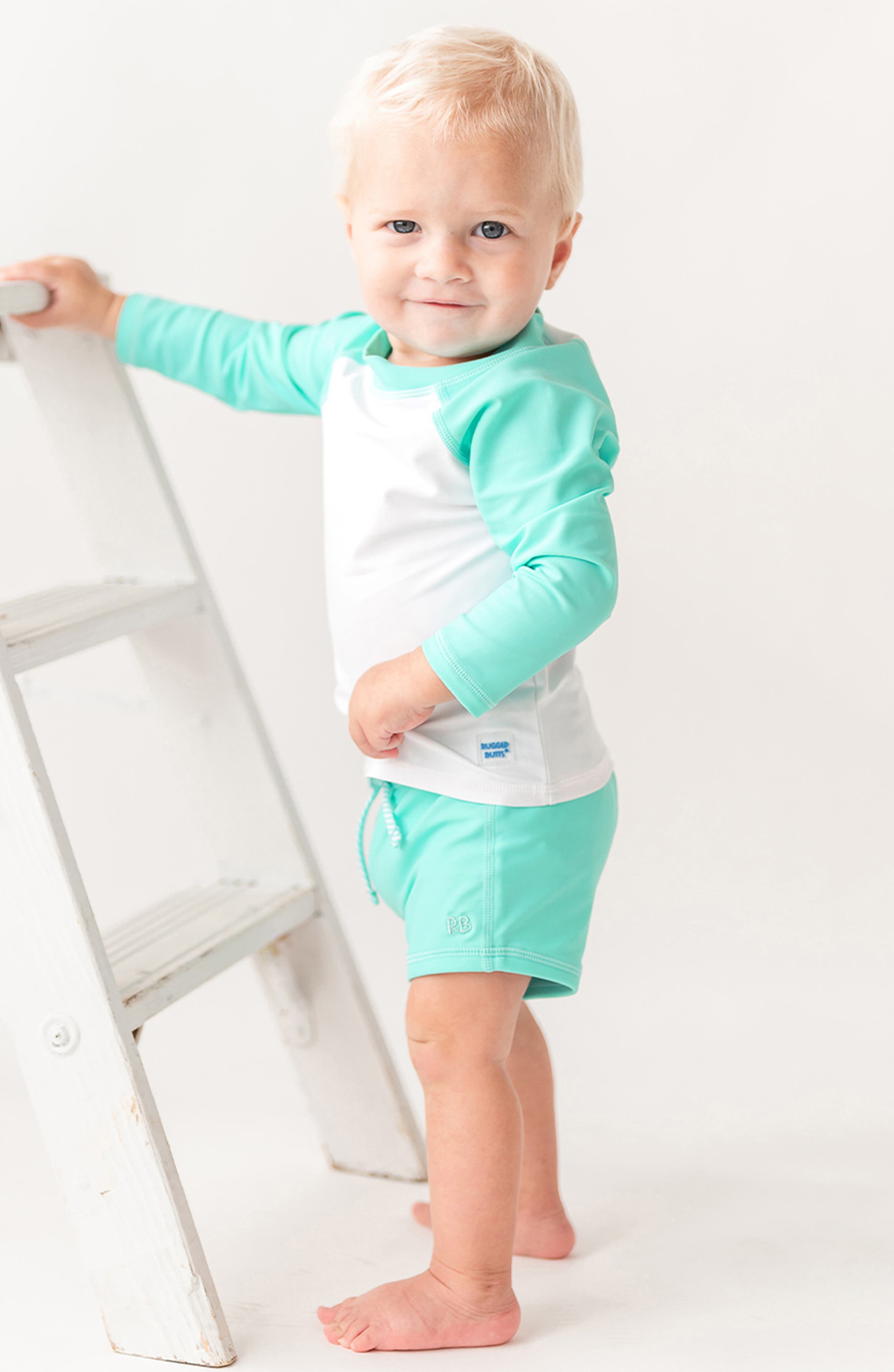 RuggedButts Island Blue Long Sleeve TwoPiece Rashguard Swimsuit