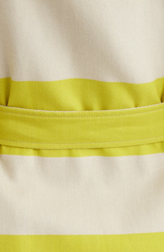 Shop Dries Van Noten Ramblas Block Stripe Belted Cotton Coat In Lime 201