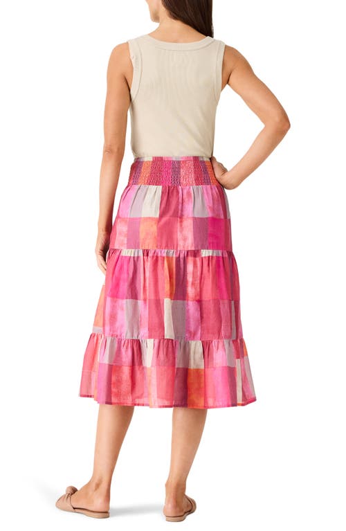 Shop Nic + Zoe Nic+zoe Sunset Plaid Cotton Midi Skirt In Pink Multi