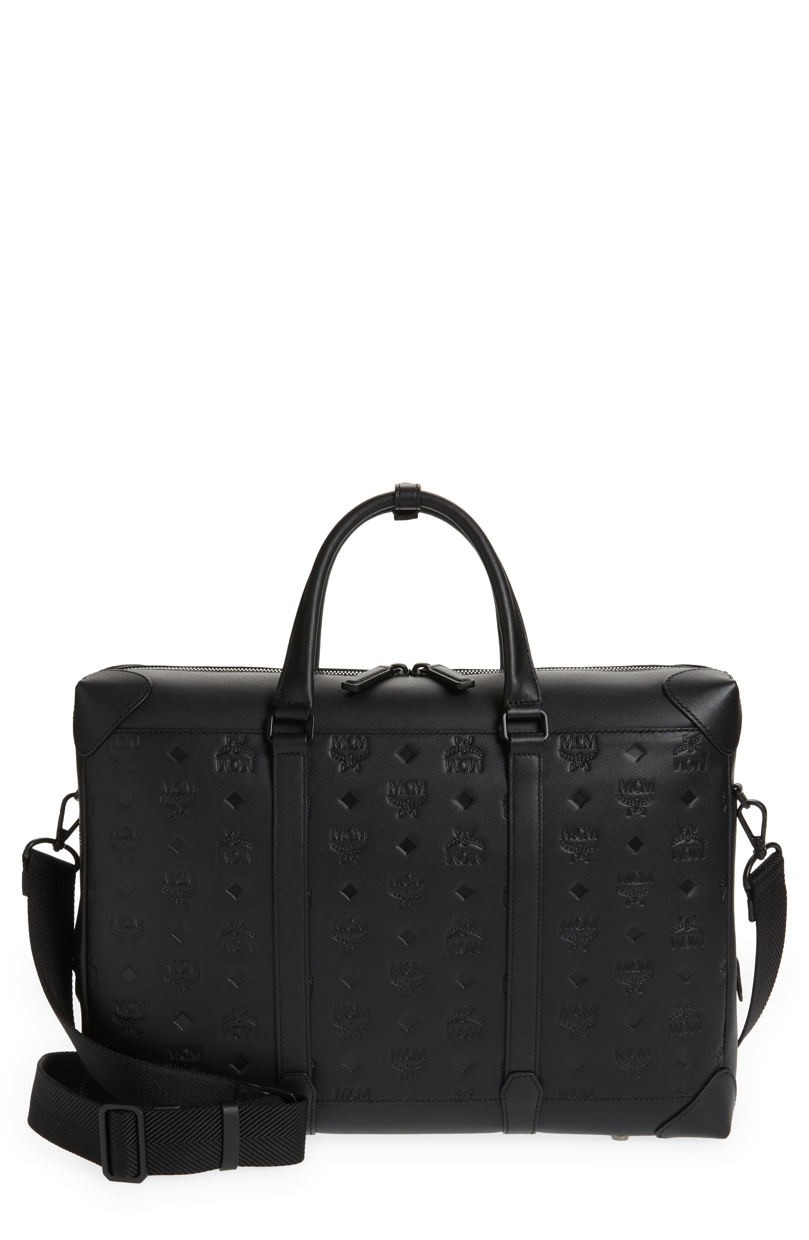 MCM Monograph Water Resistant Leather Briefcase in Black at Nordstrom