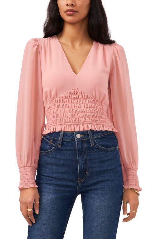 1.STATE Smocked Waist Top in Pink at Nordstrom, Size Large