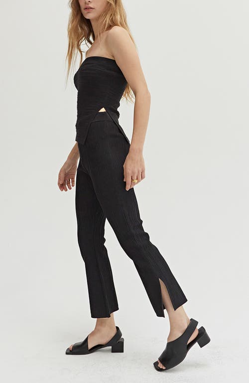 Shop Crescent Textured Cropped Knit Pants In Black