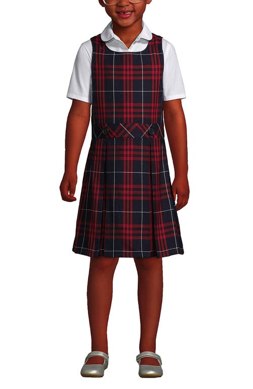 Shop Lands' End Girls Uniform Plaid Jumper In Classic Navy Large Plaid