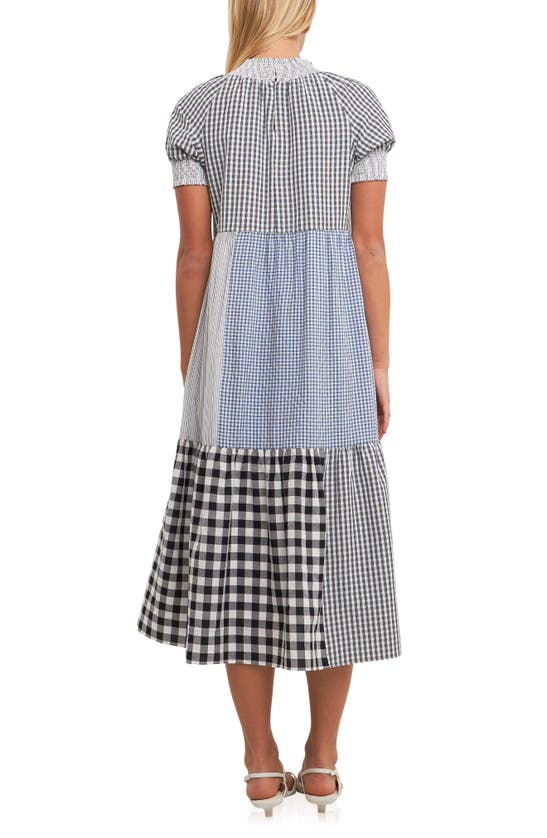 ENGLISH FACTORY ENGLISH FACTORY PATCHWORK GINGHAM MIDI DRESS