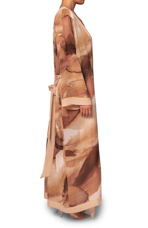 Shop Jluxlabel Alissa Abstract Print Wrap Duster In Brown