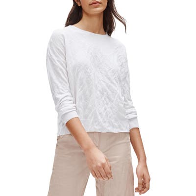 Eileen Fisher Metallic Fiber Blend Crewneck Box Top Sweater, Ivory