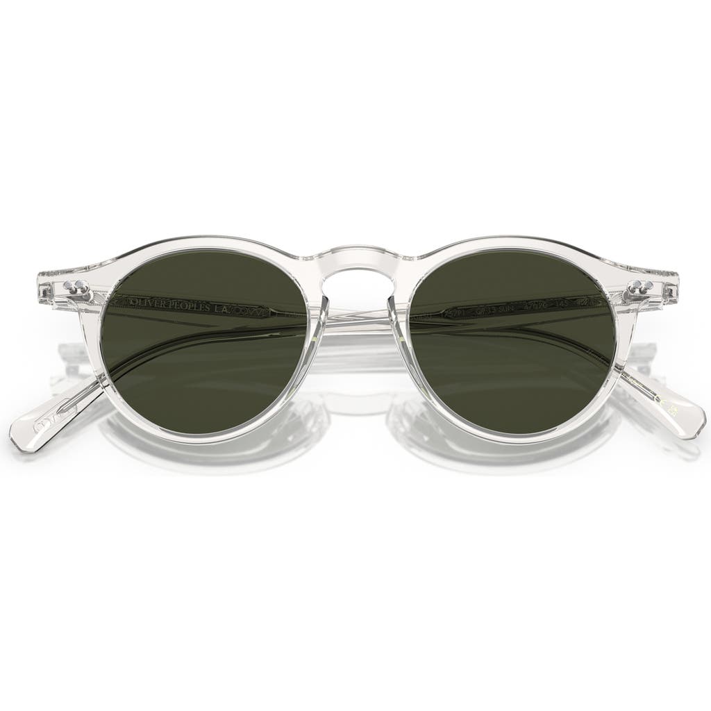 Oliver Peoples Op-13 47mm Polarized Round Sunglasses In Dark Grey/transparent
