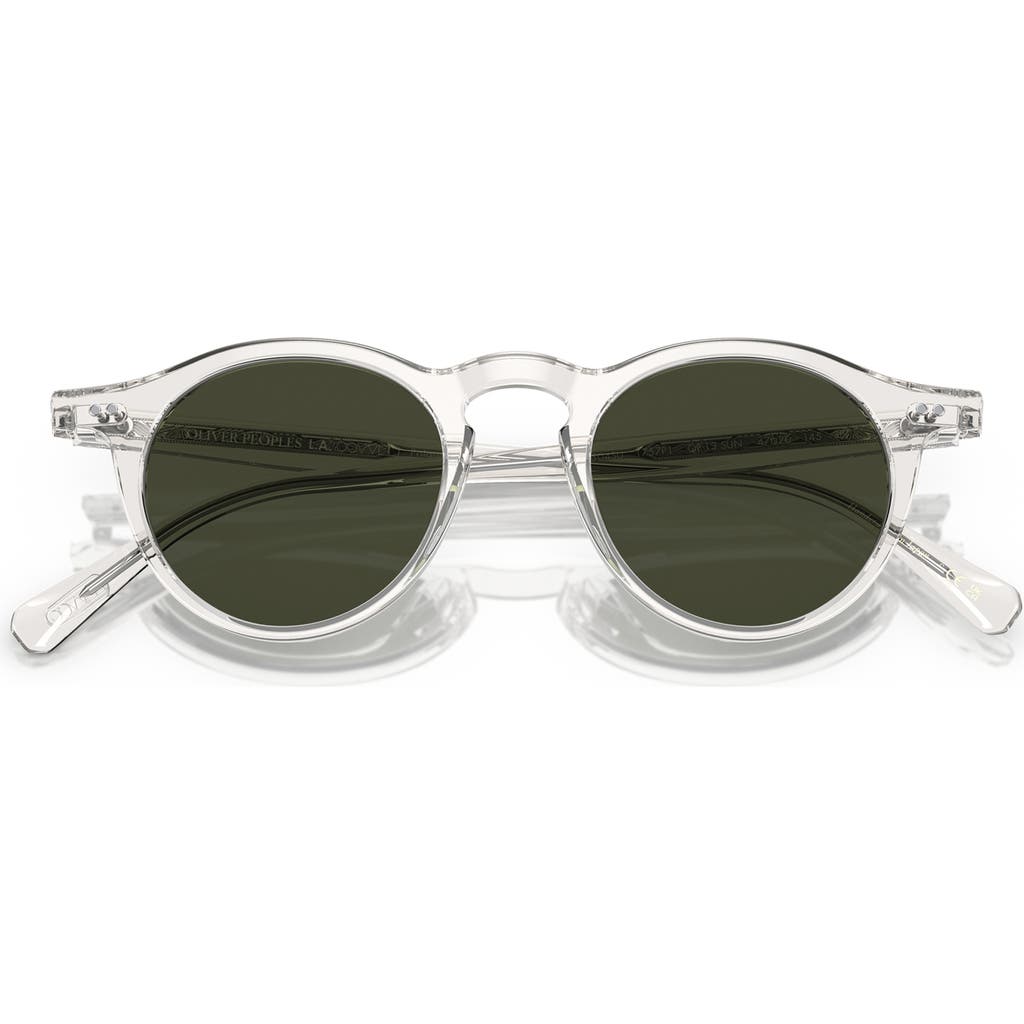 Oliver Peoples Op-13 47mm Polarized Round Sunglasses In Dark Grey/transparent