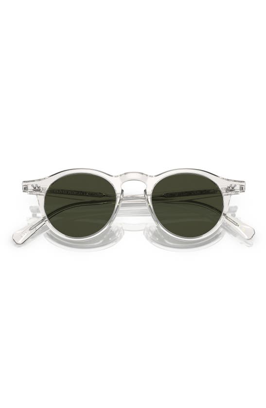 Shop Oliver Peoples Op-13 47mm Polarized Round Sunglasses In Dark Grey/ Transparent