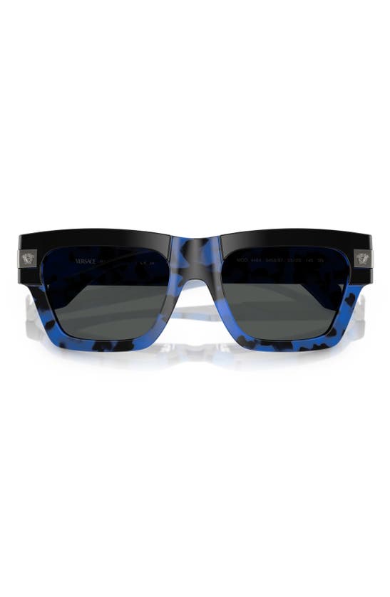 Shop Versace 55mm Plaque Rectangular Sunglasses In Havana Blue