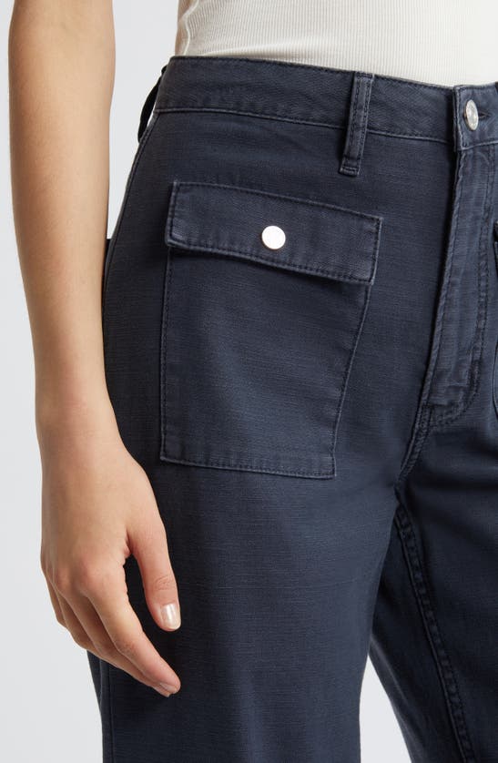 Shop Frame The '70s Patch Pocket Ankle Wide Leg Twill Pants In Washed Navy