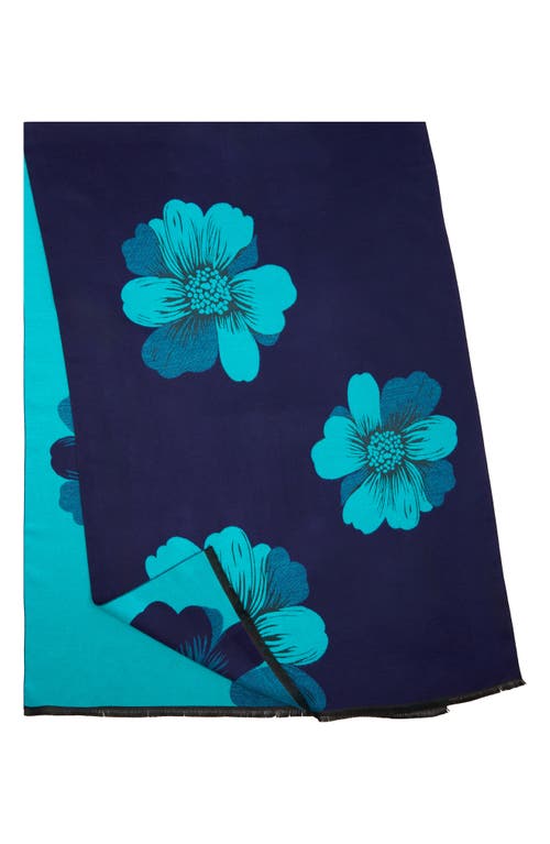 Saachi Floral Reversible Scarf In Navy