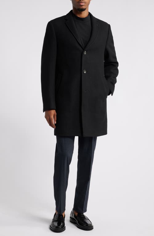 Shop Open Edit Felted Wool Blend Topcoat In Black