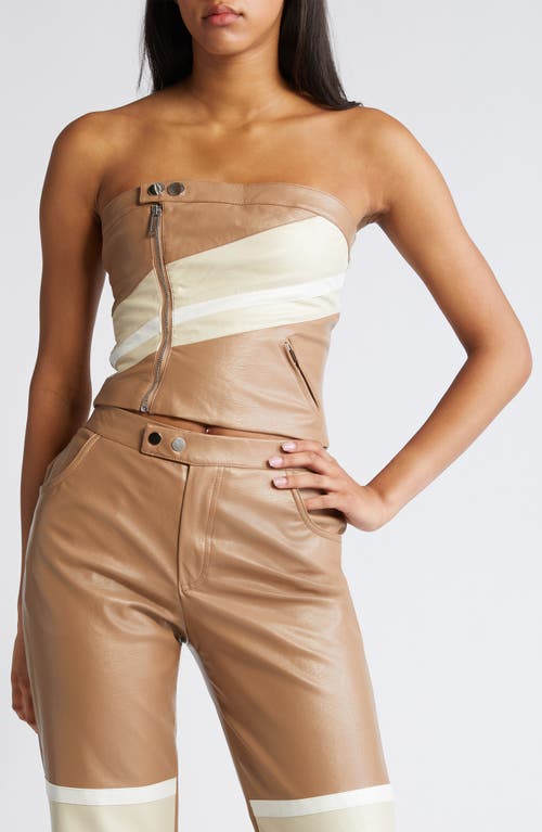 Faux Leather Corset Top in Nutmeg