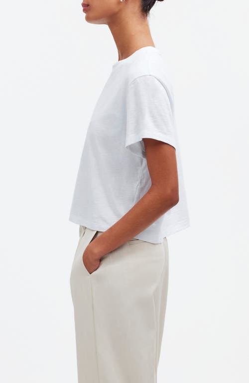 Shop Madewell Boxy Crop Cotton Slub T-shirt In Eyelet White