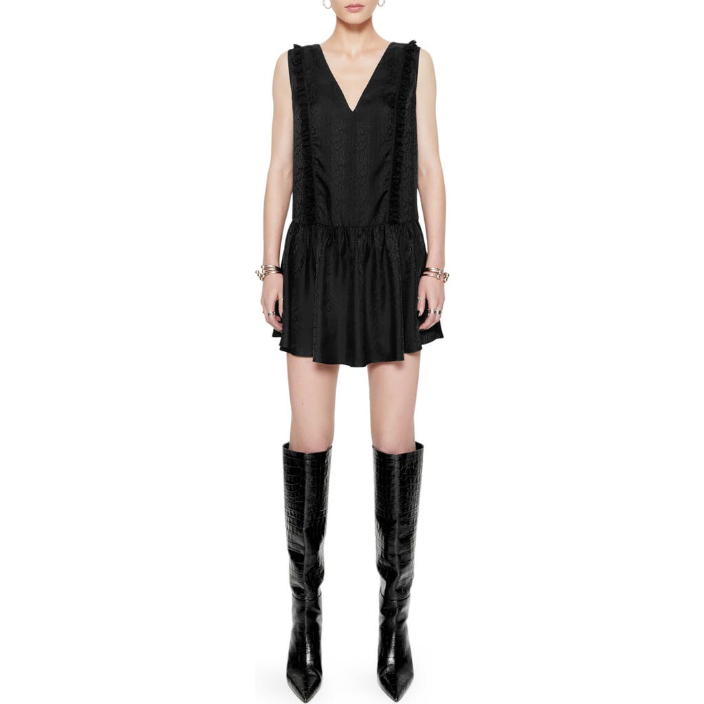Rebecca Minkoff Valerie Lace Trim Sleeveless Silk Blend Minidress In True Black