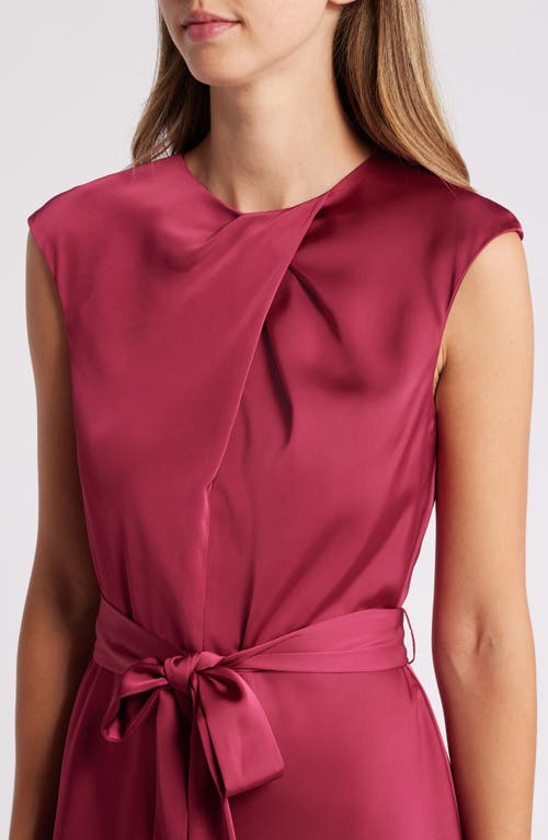 Shop Tahari Asl Cross Neck Sleeveless Midi Dress In Mulberry