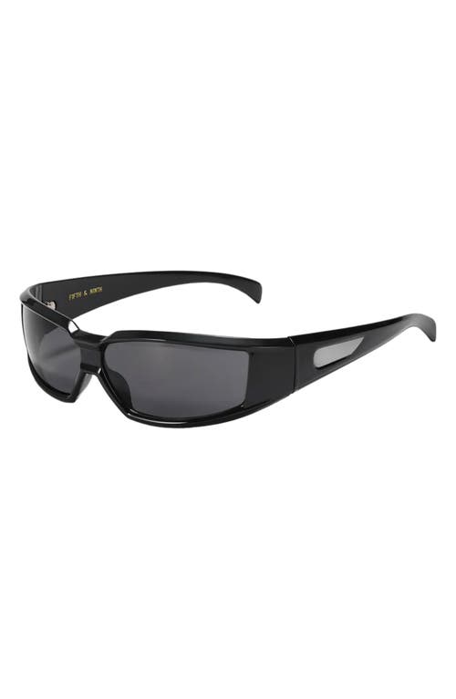 Fifth & Ninth Ford 59mm Polarized Wraparound Sunglasses In Black/black