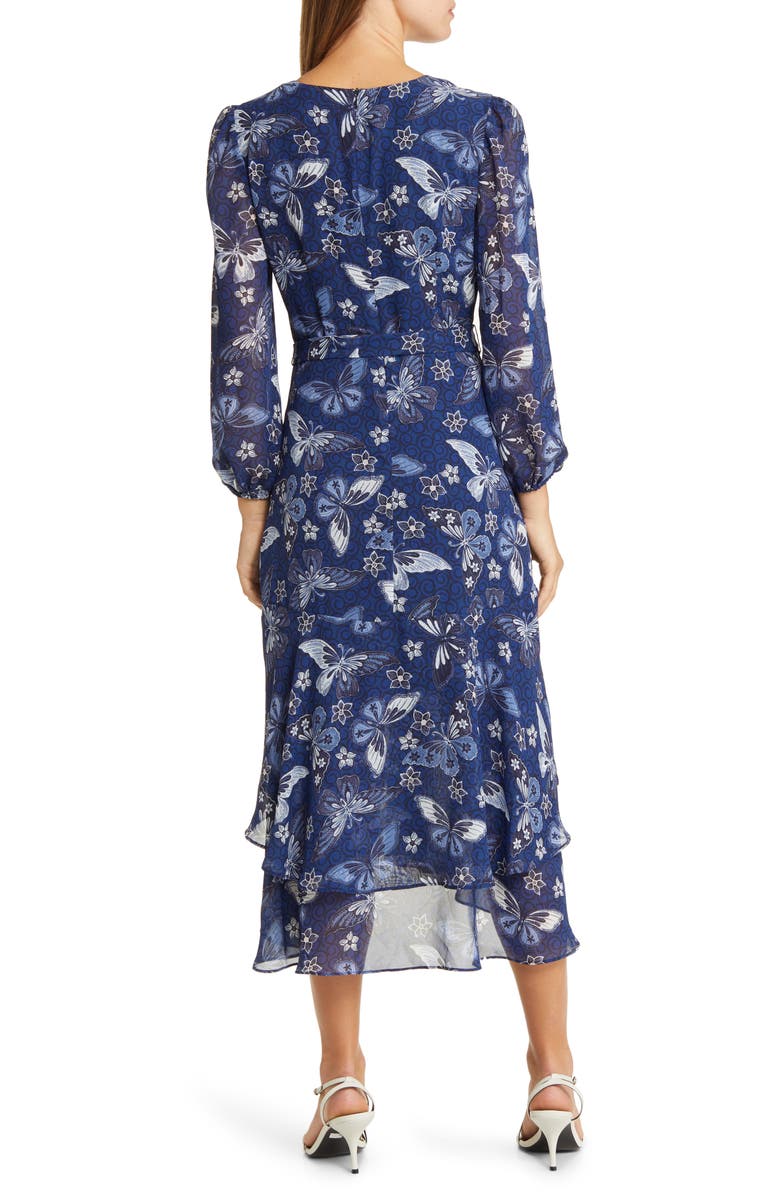 Eliza J Floral Long Sleeve Faux Wrap Midi Dress | Nordstrom