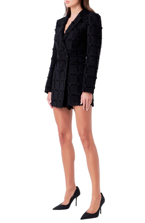 Shop Endless Rose Textured Blazer Romper In Black