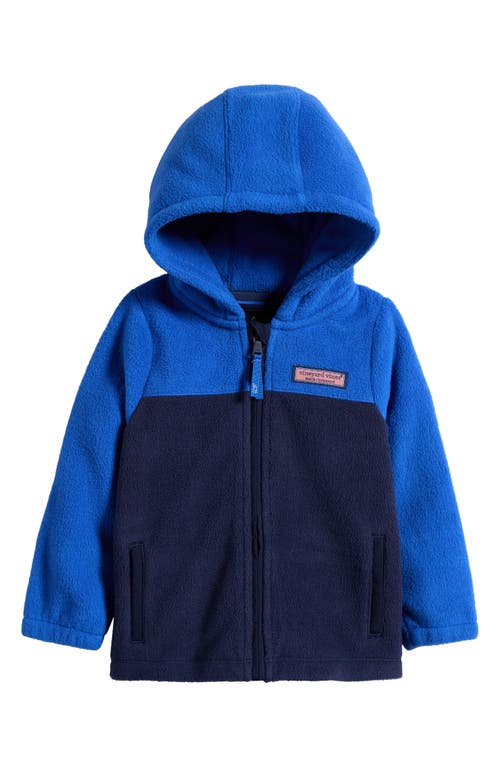 Shop Vineyard Vines Colorblock Fleece Hooded Jacket In Nautical Navy