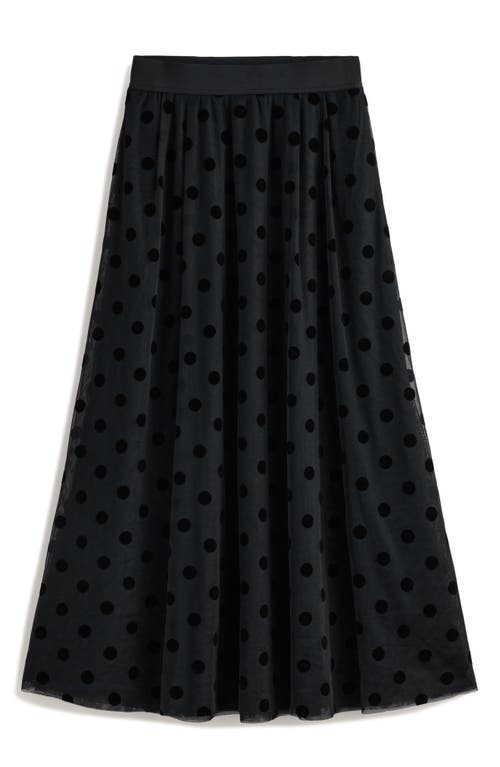 Shop Boden Isabella Tonal Dot Tulle Midi Skirt In Black Spots