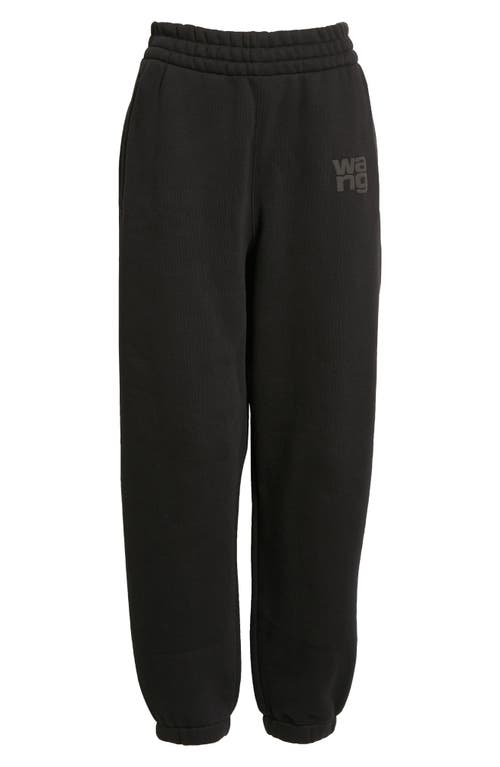 Alexander Wang Puff Logo Structured Terry Sweatpants in Black
