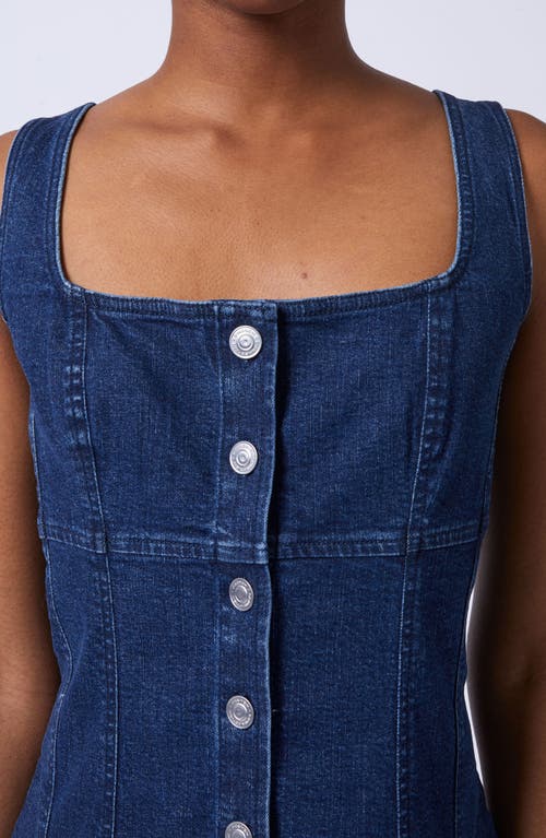 French Connection Arywode Sleeveless Fray Hem Denim Midi Dress In Mid Wash