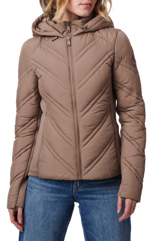 Shop Bernardo Hooded Puffer Jacket With Bib In Dusty Taupe