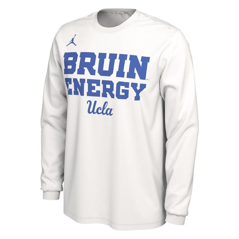 Shop Jordan Brand Unisex   White Ucla Bruins 2024 On-court Bench Energy Long Sleeve T-shirt