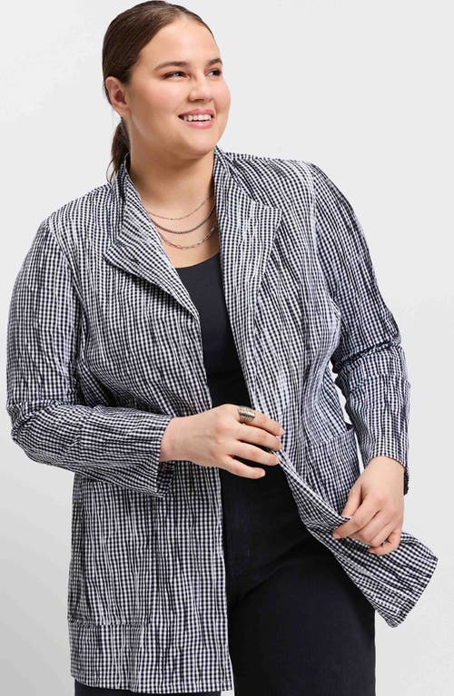 Shop Foxcroft Alana Gingham Crinkled Jacket In Black/white