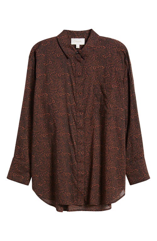 Shop Cleobella Poppy Paisley Print Organic Cotton Voile Button-up Shirt In Siena Print