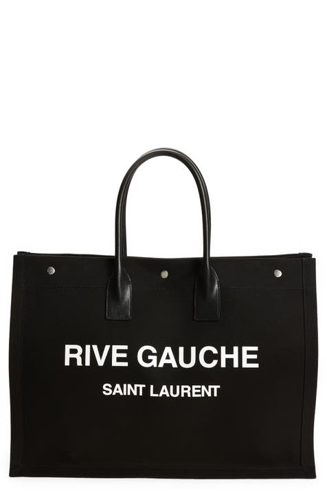 Saint Laurent Small Leather Canvas Manhattan Tote Bag - White - One Size