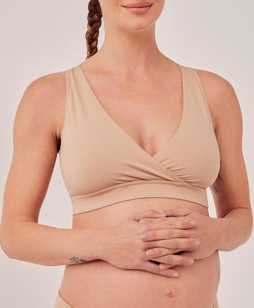 Pact Organic Maternity Nursing Bralette In Champagne