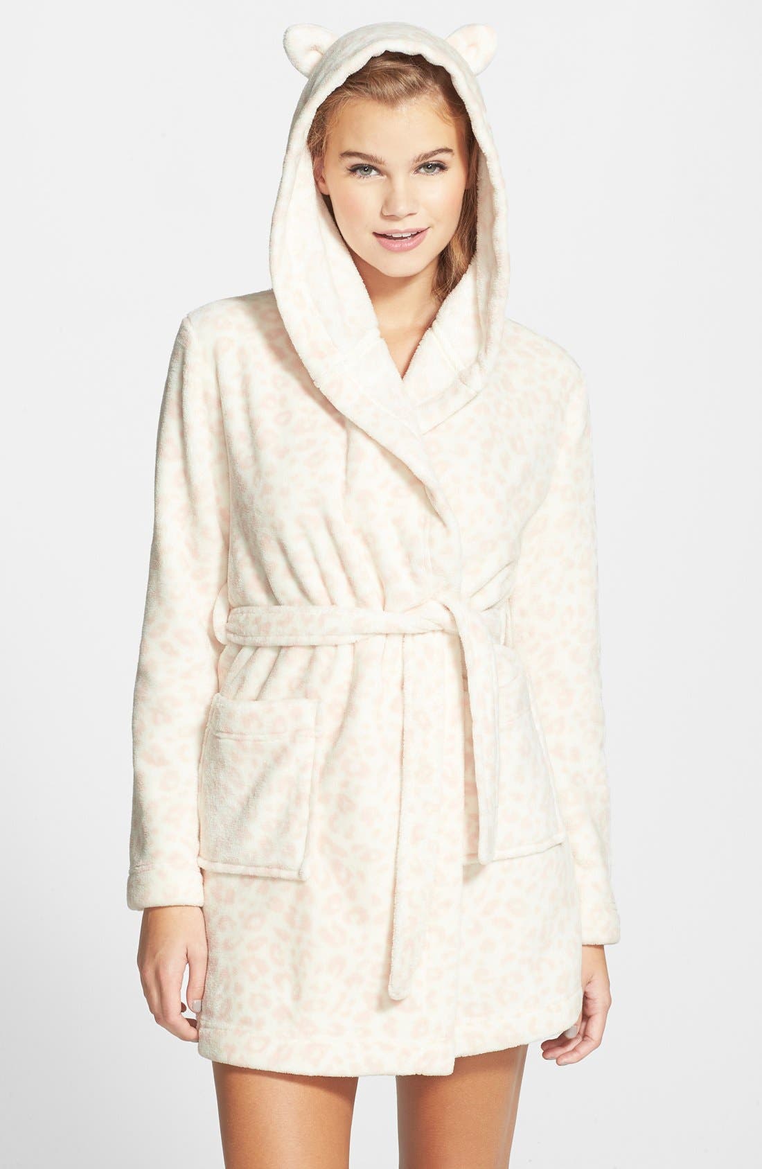 BP. Undercover Animal Print Plush Bathrobe (Juniors) Nordstrom