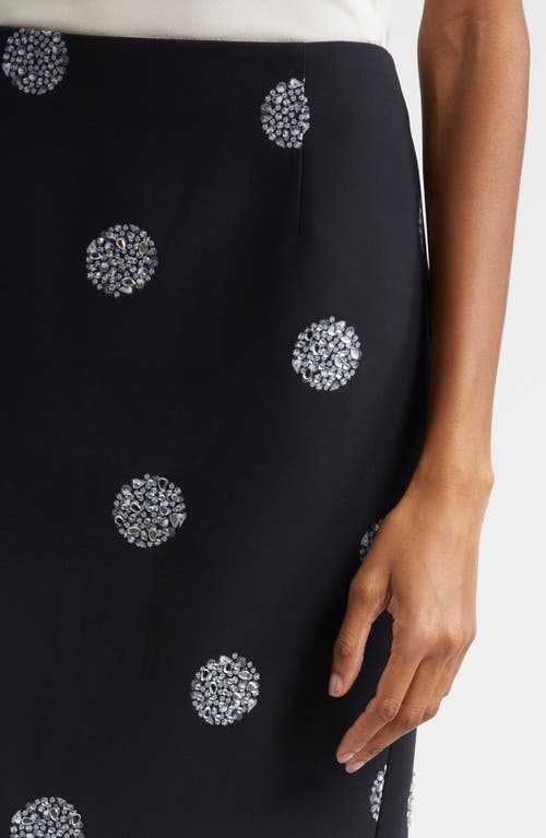 Shop Cinq À Sept Malti Crystal Print Midi Skirt In Black/silver