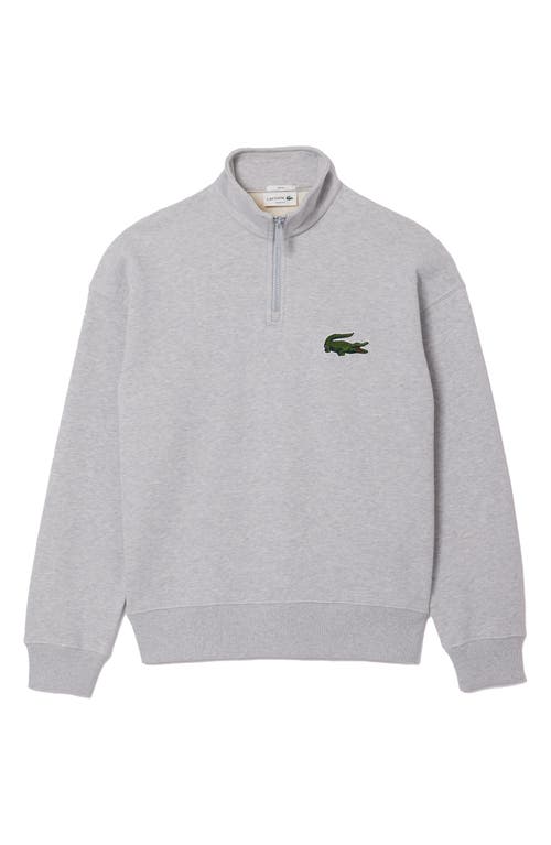 Lacoste French Terry Quarter Zip Pullover Noir at Nordstrom,