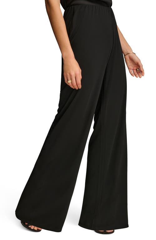 Donna Karan Flat Front Wide Leg Pants In Black